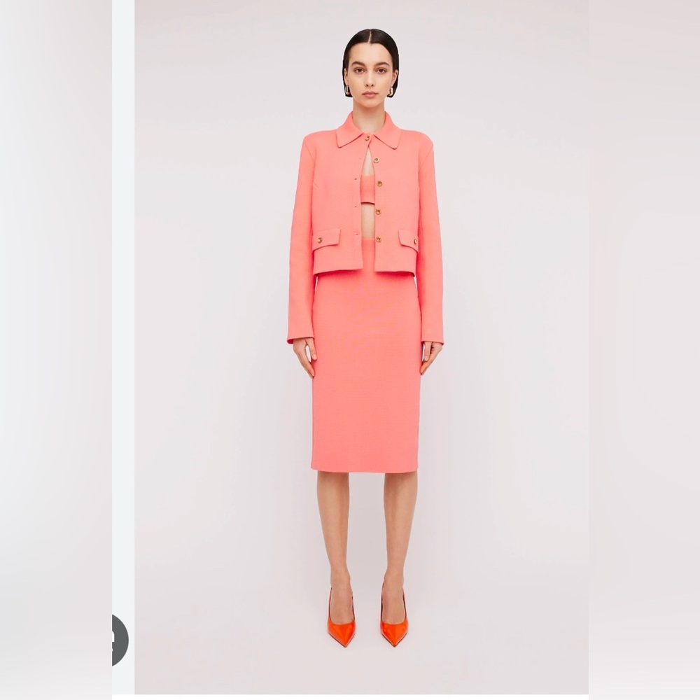 Scanlan Theodore Crepe Knit Jacket Coral